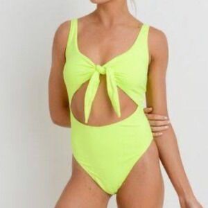 Beautiful Mono B Neon swimsuit great for the spring break trip Smsll